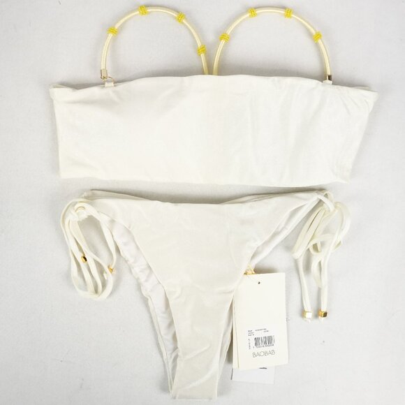 Baobab Alice Bikini Square Neckline Top & High Rise Bottoms in Pearl - Size M - Picture 1 of 15